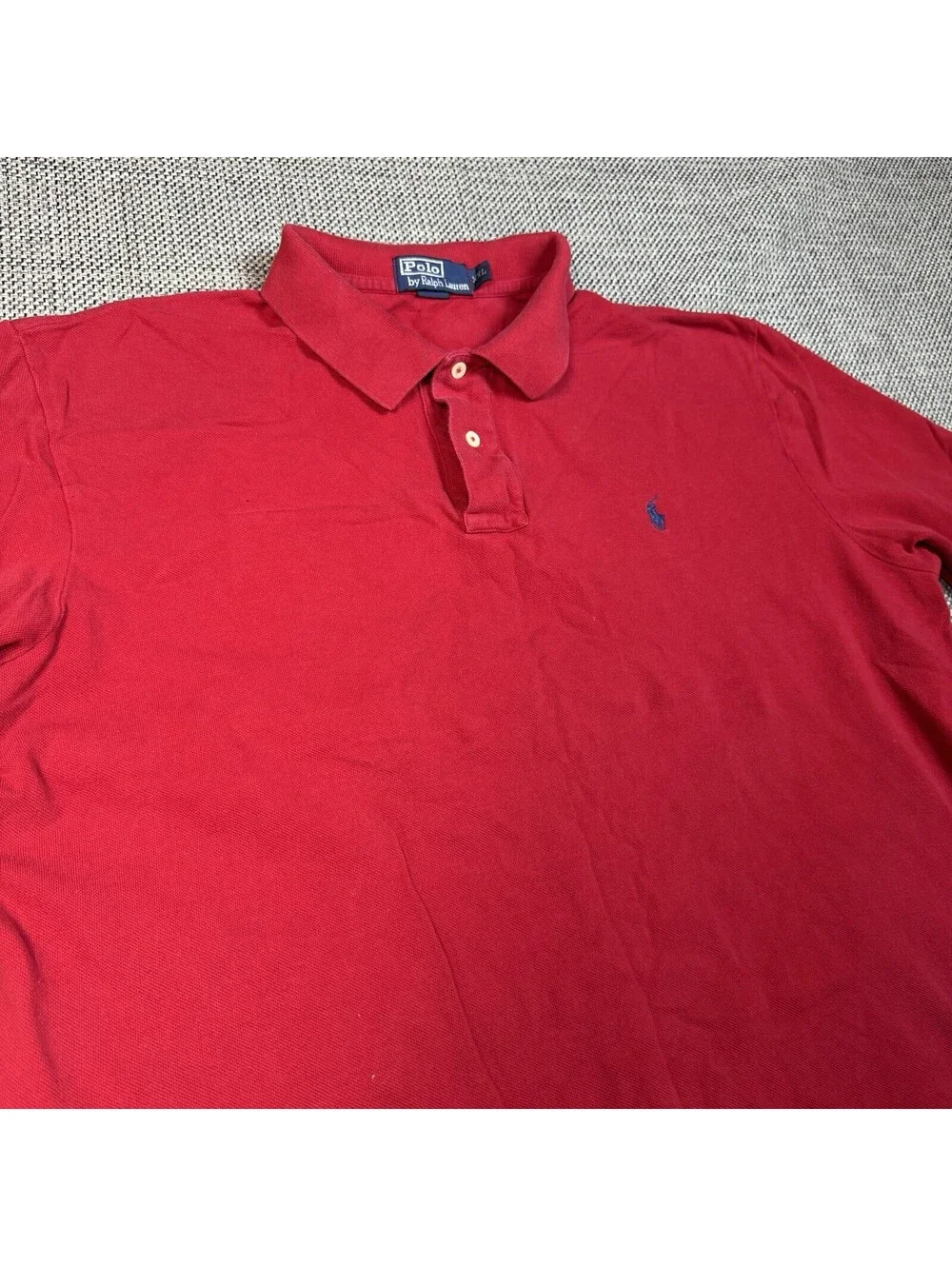 VINTAGE Polo Ralph Lauren Shirt Men 2-XLarge Red 100% Cotton Short Sleeve READ